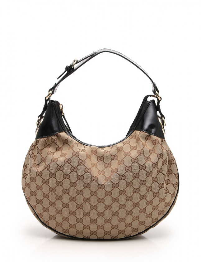 グッチ GUCCI ショルダーバッグ GGキャンバス 黒 ベージュ 203927 