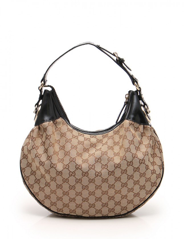 グッチ GUCCI ショルダーバッグ GGキャンバス 黒 ベージュ 203927 