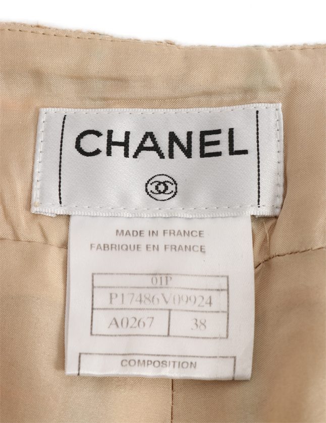 シャネル CHANEL パンツ ツイード ベージュ 38 ボトムス S P17486 レーヨン 01P レディース