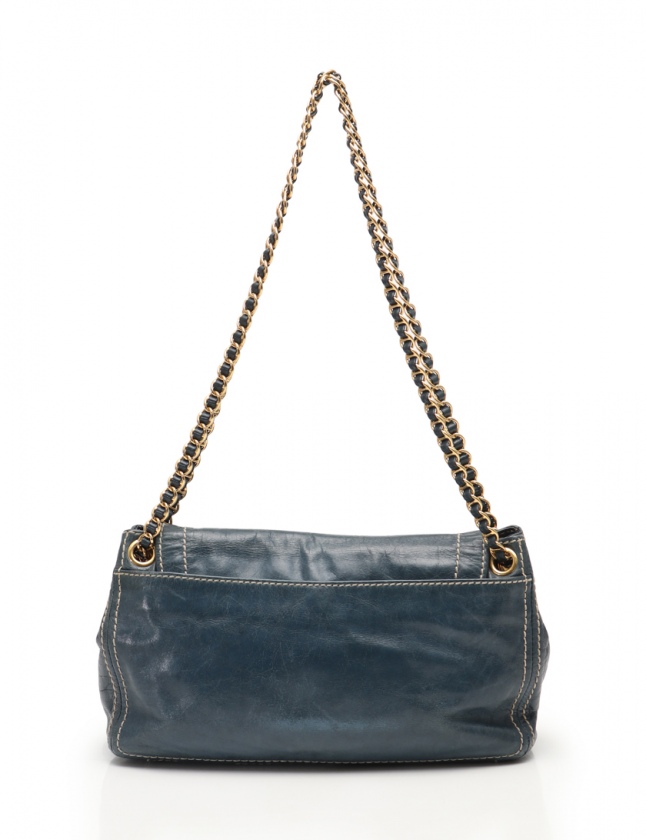 プラダ PRADA チェーンショルダーバッグ ネイビー BR4659 レザー 