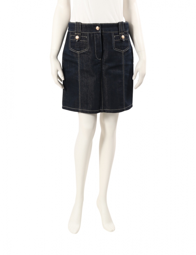 ルイヴィトン LOUIS VUITTON デニムスカート 青 38 ボトムス ミニ丈  