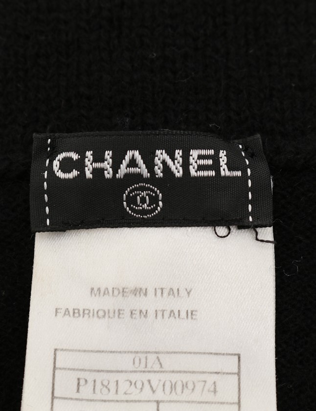 シャネル CHANEL ニット 黒 42 トップス 長袖 タートルネック ワン 