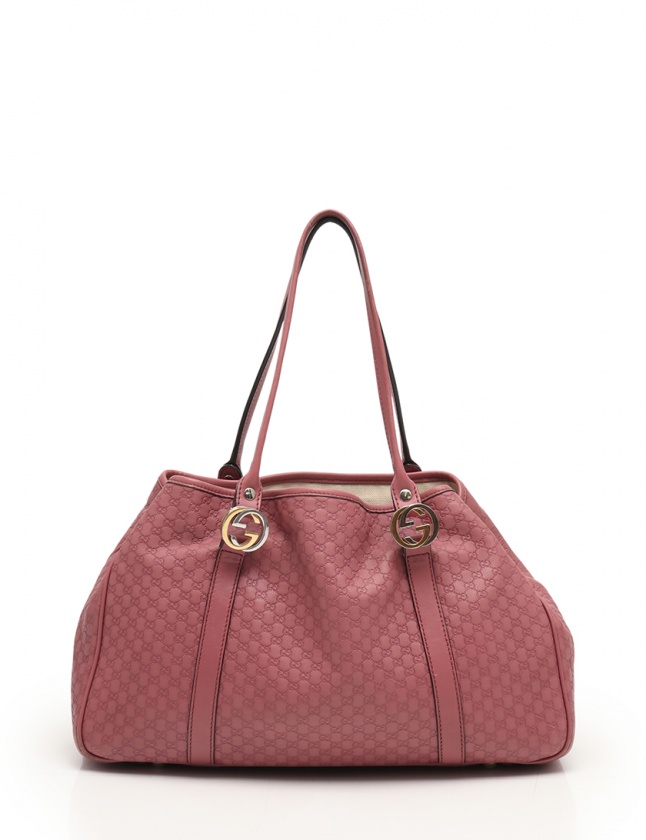 グッチ GUCCI トートバッグ マイクログッチシマ GGツインズ ピンク 