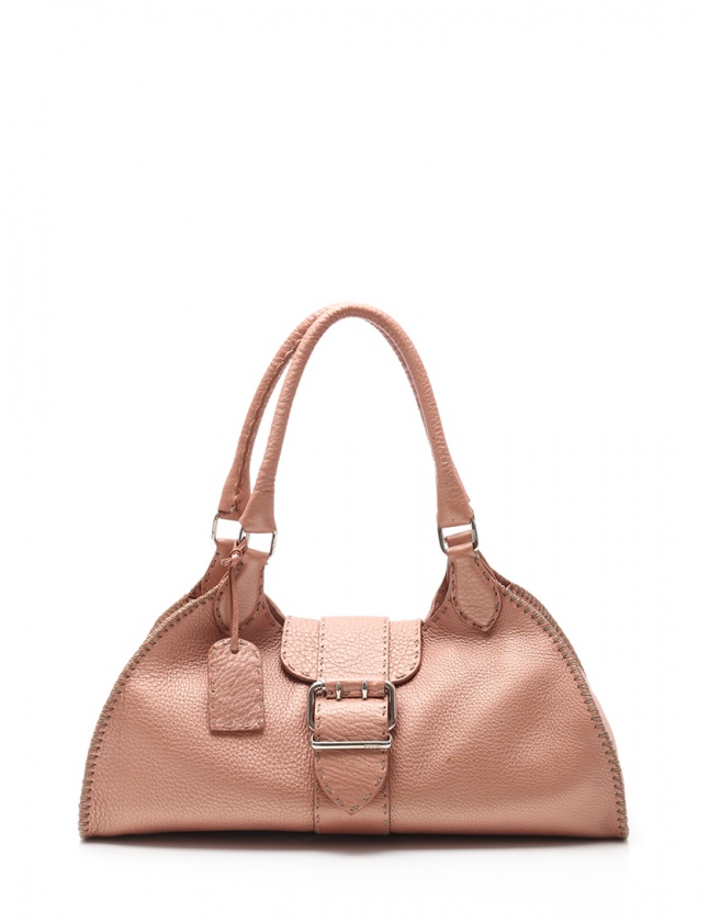 FENDI フェンディ レザー メタリックピンク ショルダーバッグ