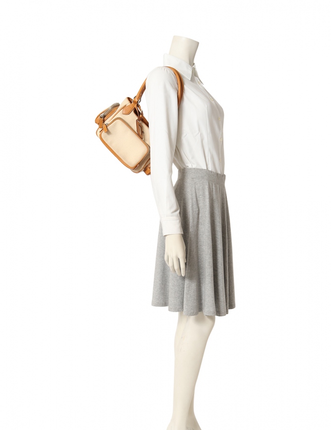 プラダ PRADA ショルダーバッグ カナパミックス アイボリー 茶 BR2522 