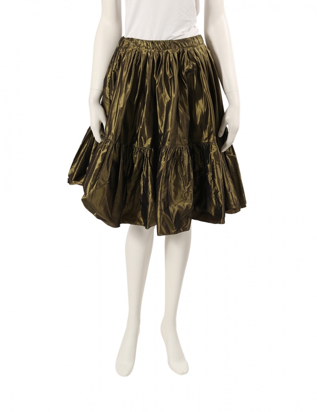 ミュウミュウ miumiu ギャザースカート メタリックカーキ 38 ボトムス  