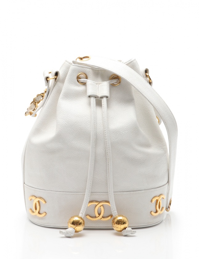 シャネル CHANEL チェーンショルダーバッグ トリプルココマーク 白 