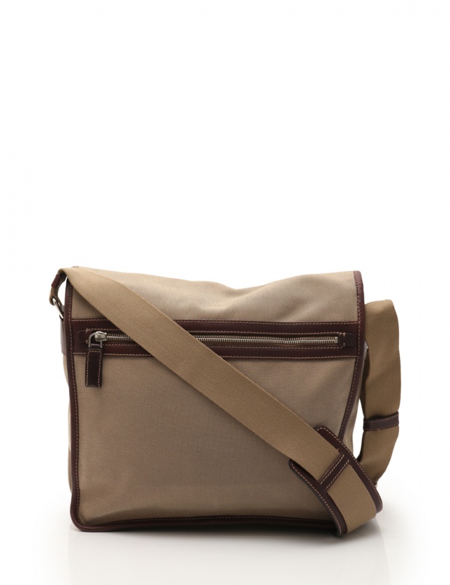 プラダ PRADA ショルダーバッグ ベージュ 茶 VA0642 キャンバス レザー  