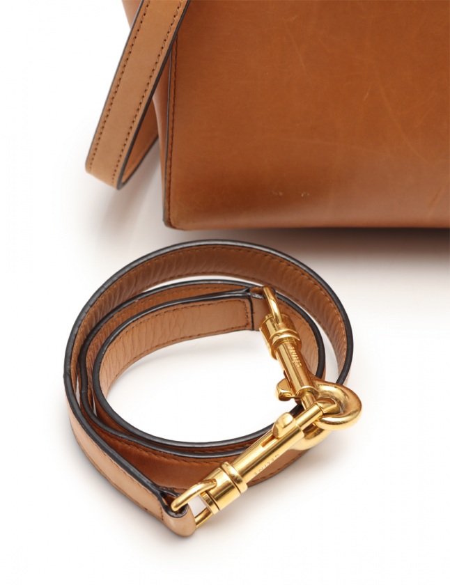 セリーヌツーウェイキャメル色 ショルダーベルト付き本革