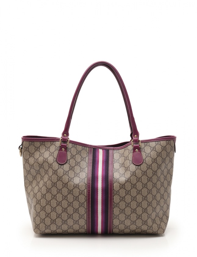 グッチ GUCCI トートバッグ GGプラス ベージュ ダークブラウン 紫 