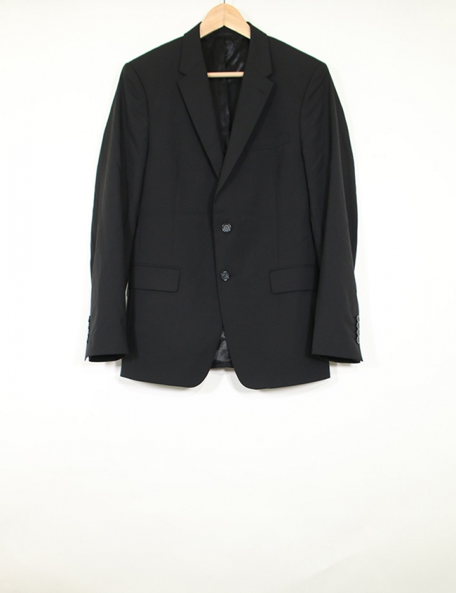プラダ PRADA スーツ セットアップ 黒 48R 無地 M ウール 2B メンズ 