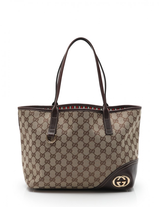 グッチ GUCCI トートバッグ GGキャンバス ニューブリット 茶 169946 