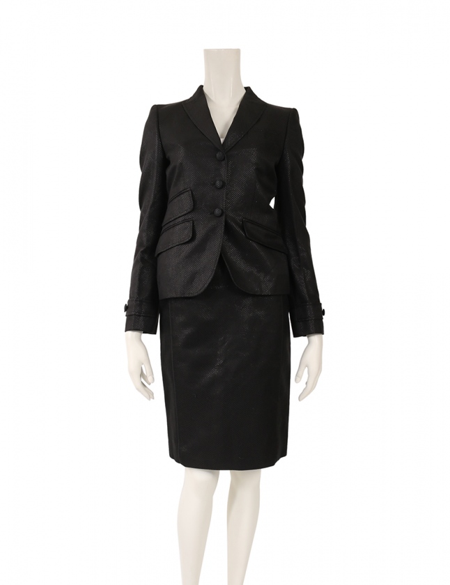 グッチ GUCCI スカートスーツ セットアップ 黒 36 ひざ丈 タイト XS  