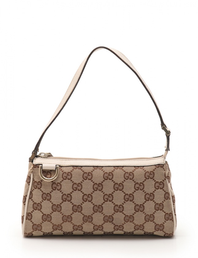 グッチ GUCCI アクセサリーポーチ GGキャンバス アビー ベージュ 白  