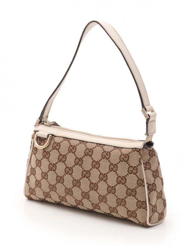 グッチ GUCCI アクセサリーポーチ GGキャンバス アビー ベージュ 白 