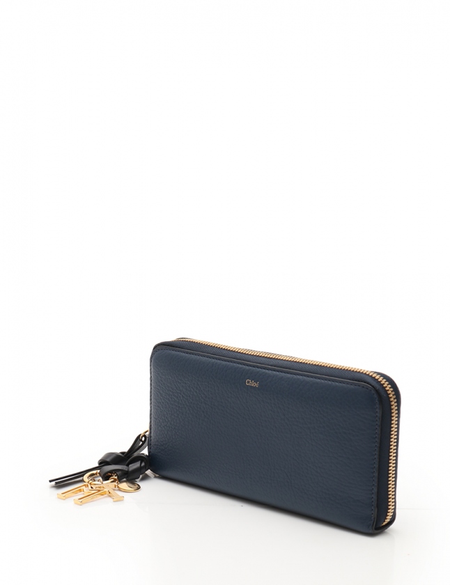クロエ CHLOE ラウンドファスナー長財布 アルファベット ネイビー 小物 