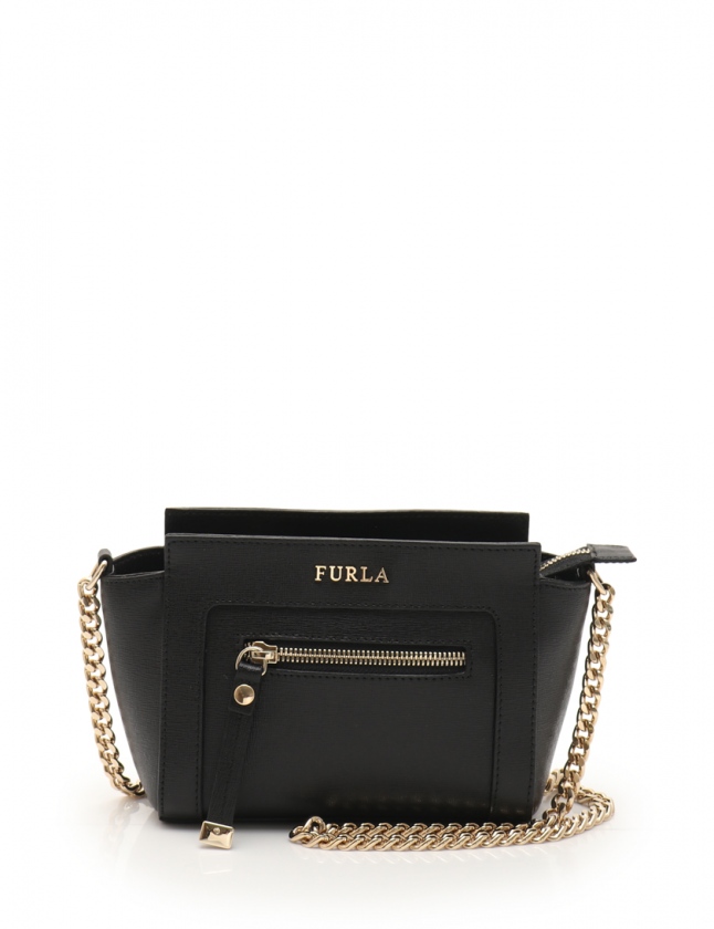 フルラ FURLA チェーンショルダーバッグ ギネヴラ 黒 ゴールド レザー  