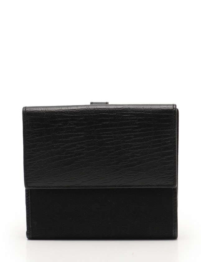 GUCCI グッチ GG キャンバス ジャッキー 二つ折り財布 Wホック 黒