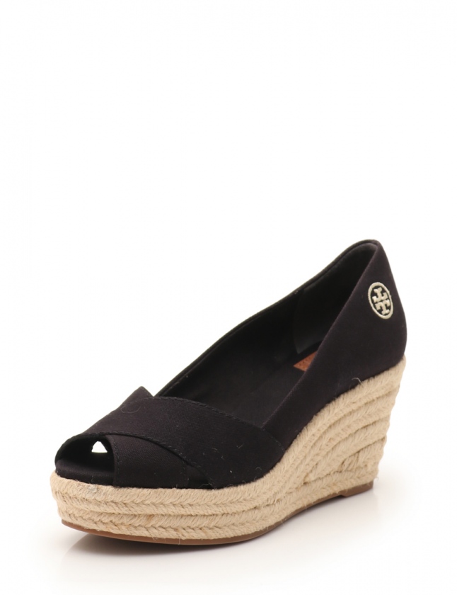 トリーバーチ TORY BURCH エスパドリーユパンプス 黒 7 シューズ 24cm 