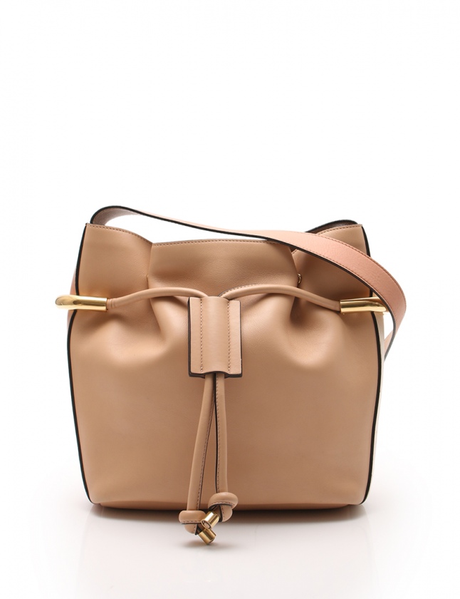 クロエ CHLOE ショルダーバッグ ベージュ レザー 巾着型 EMMA 