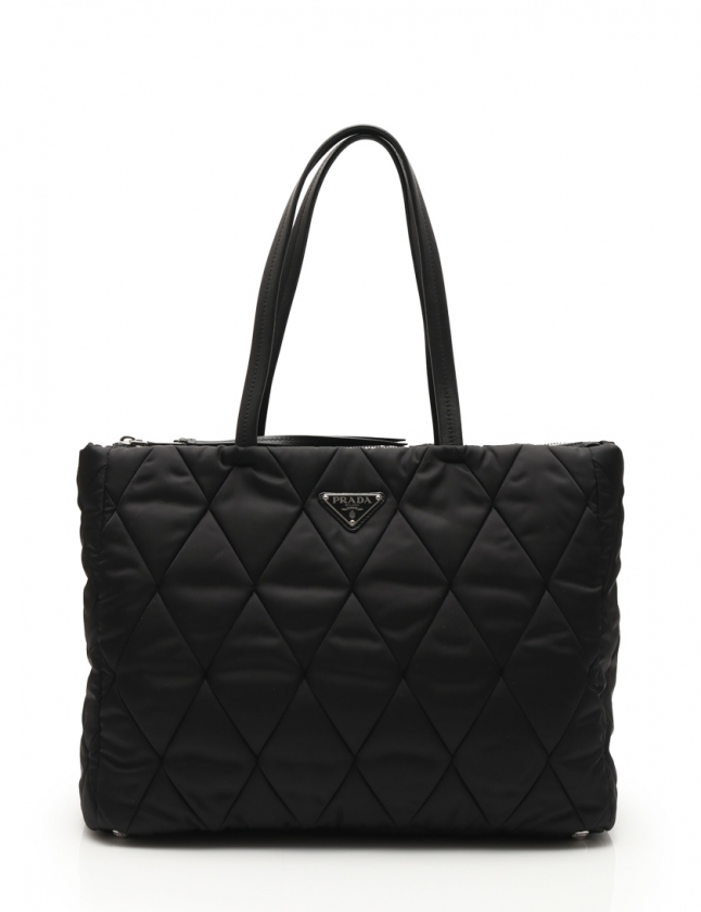 PRADA ブラック キルティング ハンドバッグ Prada キルティング ハンドバッグ | ブラック | FARFETCH JP