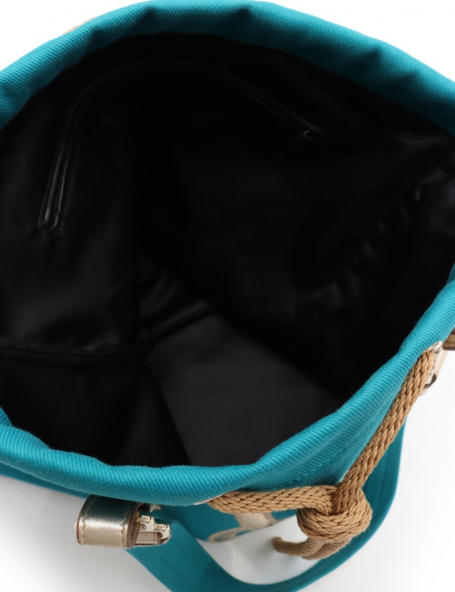 Yves Saint Laurent リブゴーシュ ターコイズ ハンドバッグ