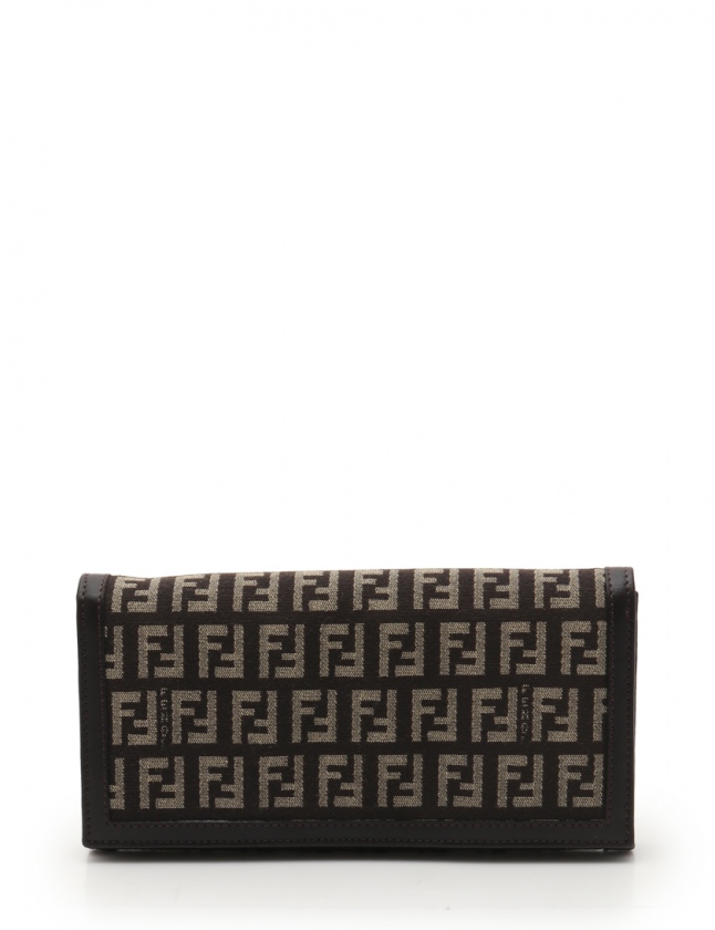 フェンディ FENDI 長財布 ズッカ 茶 小物 キャンバス レザー