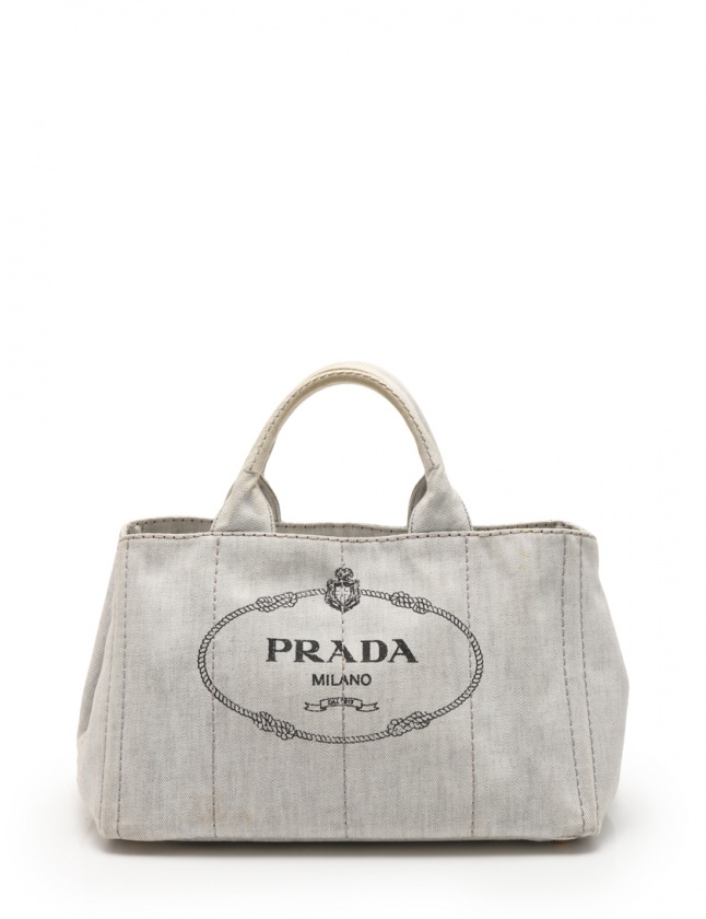 プラダ PRADA トートバッグ ショルダーバッグ カナパ ライトグレー 