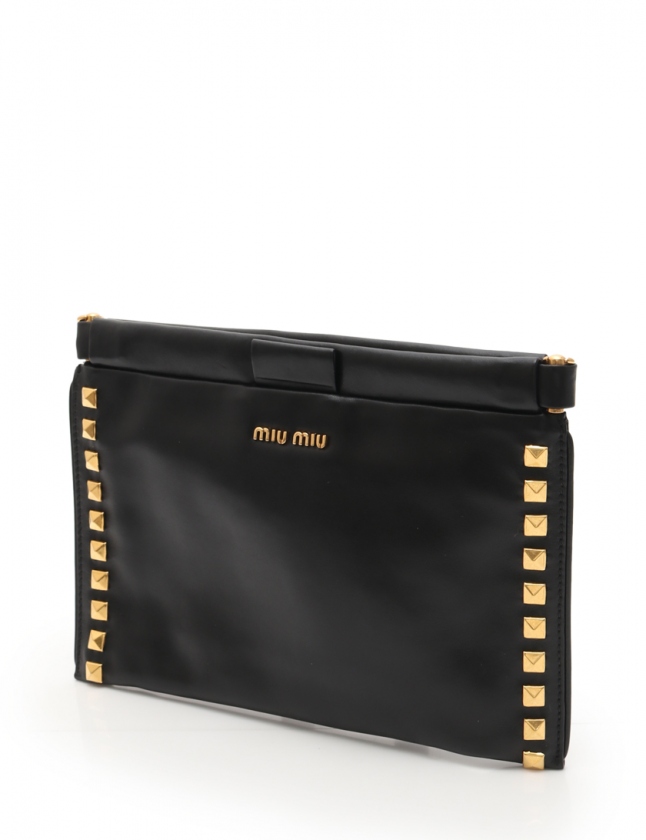 ミュウミュウ miumiu クラッチバッグ ショルダーバッグ 黒 レザー  