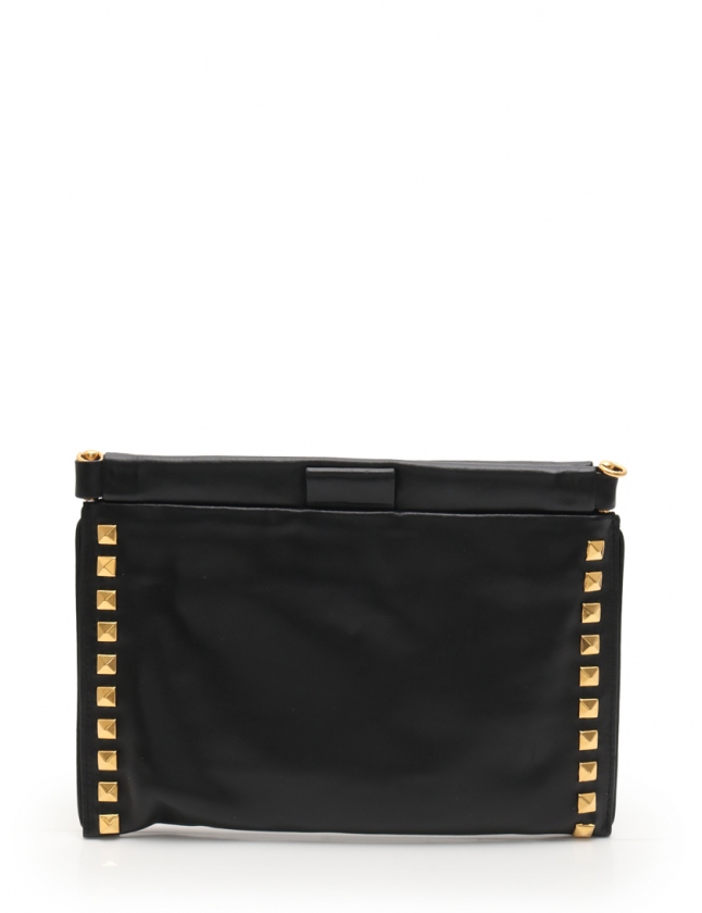 極美品】フェンディ モンスター クラッチバッグ レザー ブラック 1669  