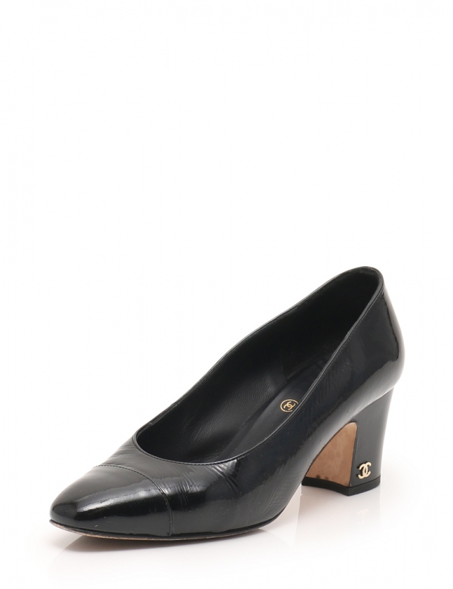 シャネル CHANEL パンプス ココマーク ヒール 黒 35.5 C シューズ 22.5 