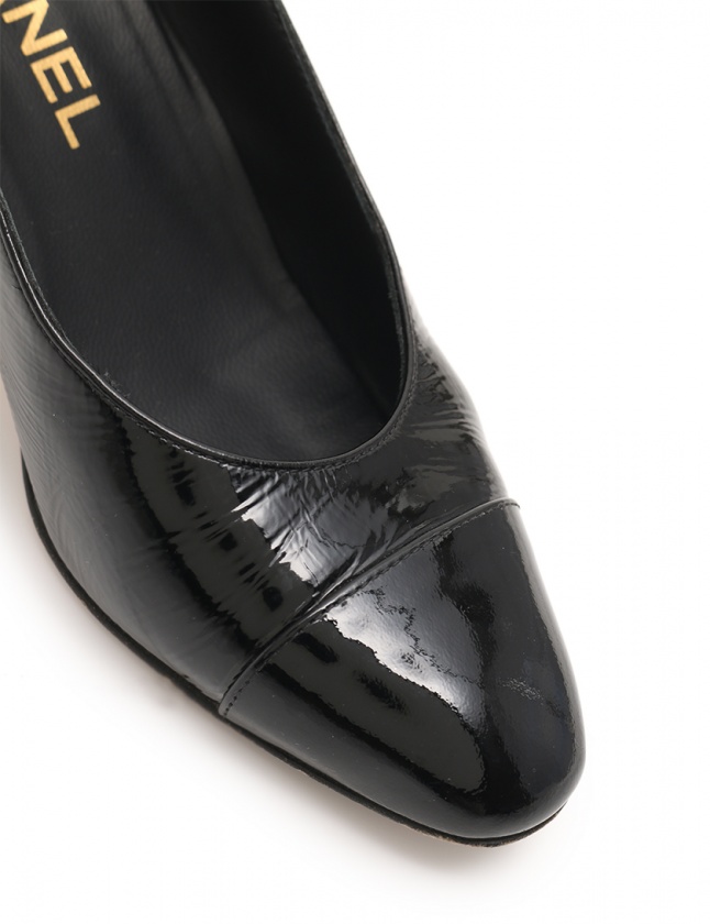 CHANEL エナメル ブラックパンプス 35.5 シャネル CHANEL パンプス ココマーク ヒール 黒 35.5 C シューズ 22.5