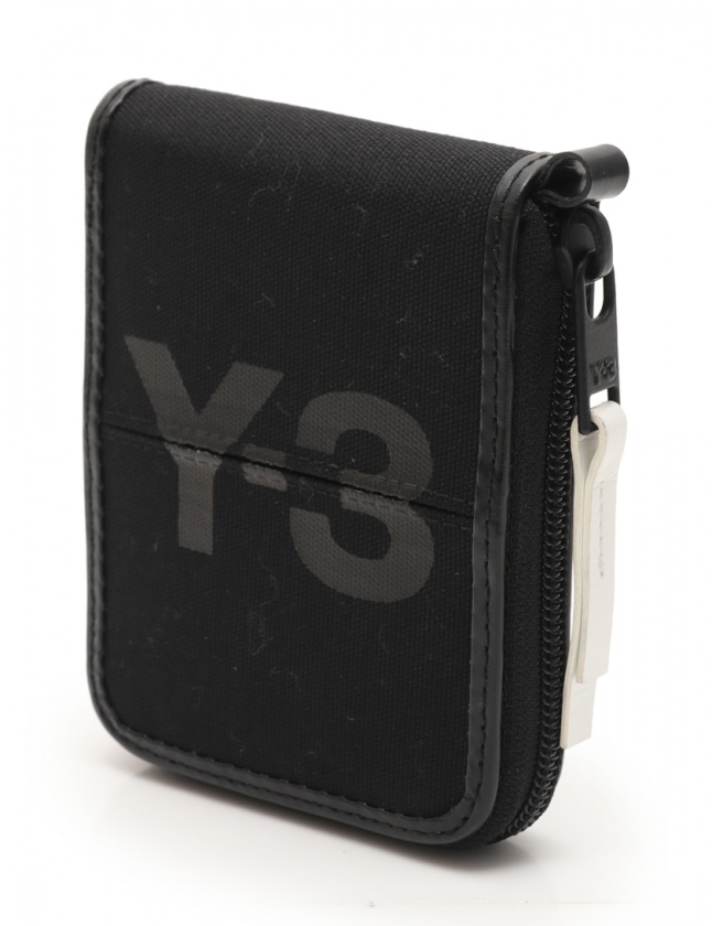 ワイスリー Y-3 ラウンドファスナー ニつ折り財布 ロゴ 黒 小物