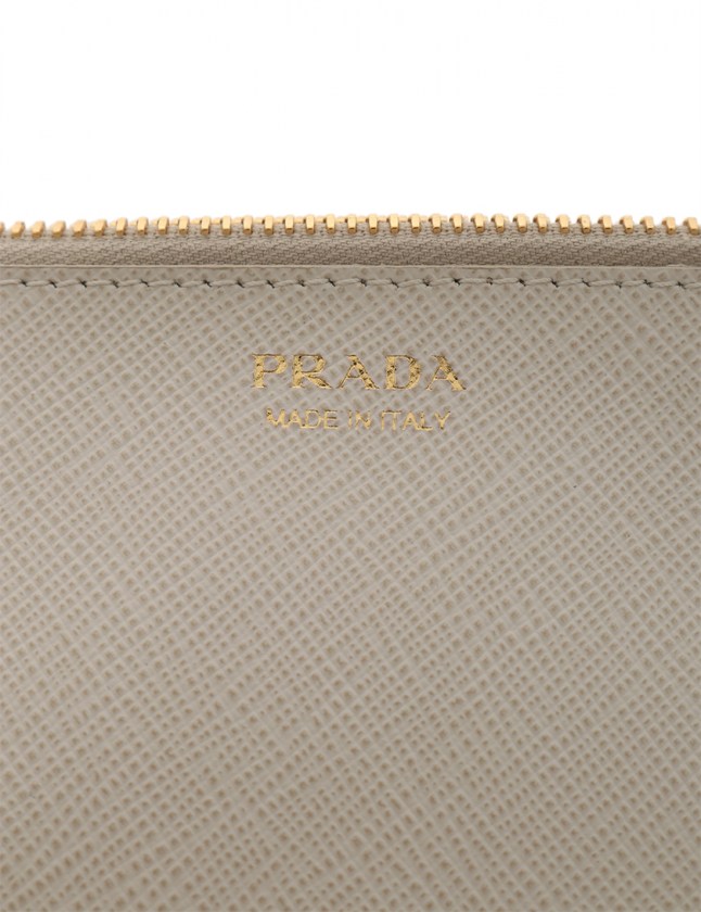プラダ PRADA 二つ折り長財布 白 小物 サフィアーノレザー