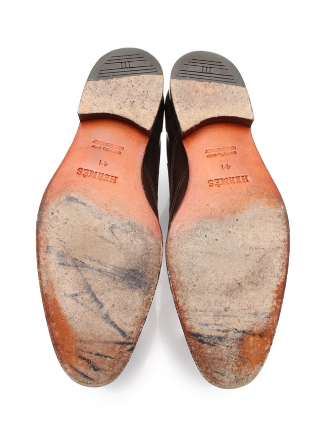 HERMES　エルメス　ウィングチップ　パンチング　レザーパンプス　シューズ HERMES エルメス ウィングチップ パンチング レザーパンプス