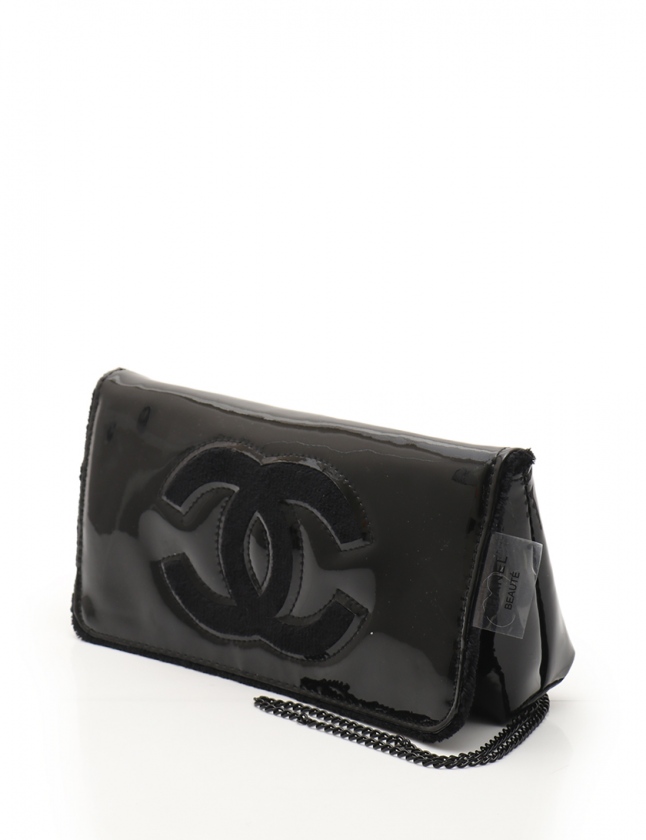 シャネル CHANEL ショルダーバッグ ココマーク 黒 エナメルレザー 