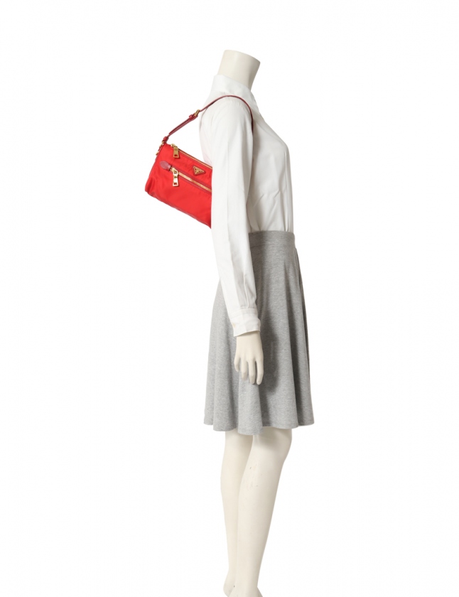 プラダ PRADA ショルダーバッグ 赤 BT0773 ナイロン サフィアーノ