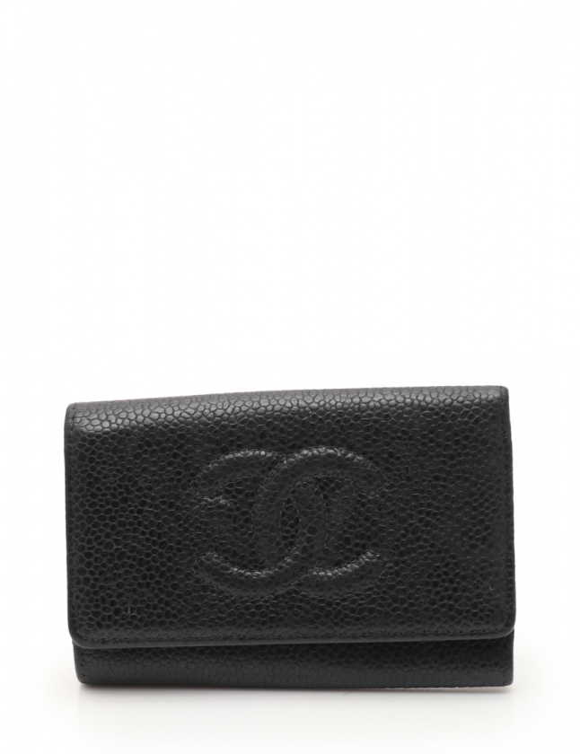 シャネル CHANEL 5連キーケース ココマーク 黒 小物 キャビアスキン 