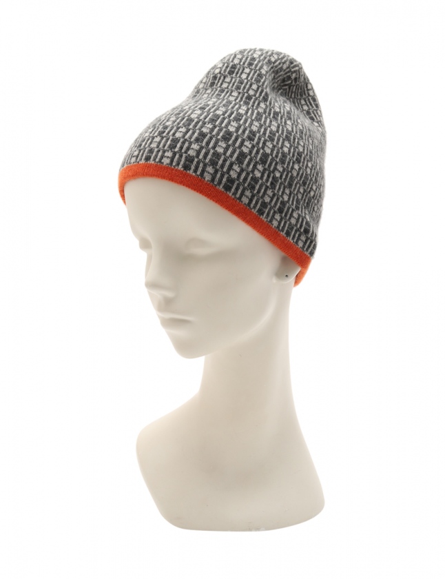 エルメス Hermes ニット帽 オレンジ グレー アイボリー 小物 総柄 カシミヤ メンズ レディース 114 ベクトルパーク
