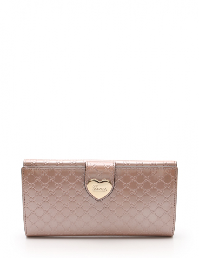グッチ gucci マイクロシマレザー ラブリーハート 長財布 シルバー