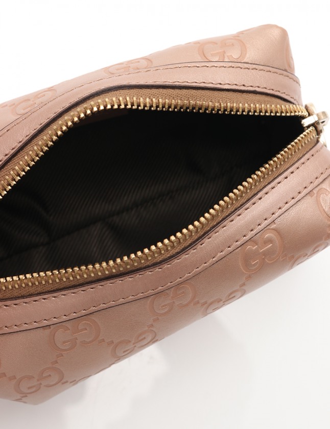 グッチ GUCCI ポーチ グッチシマ メタリックピンク 小物 レザー 153228 