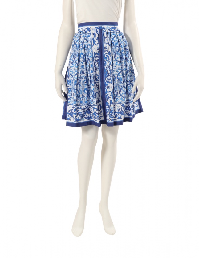 ドルチェ&ガッバーナ ドルガバ DOLCE&GABBANA スカート 白 青 42  