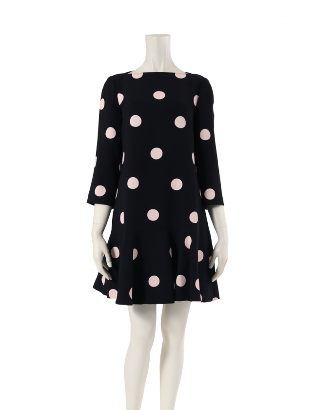 ケイトスペード KATE SPADE ワンピース ネイビー ピンク 2 七分袖 
