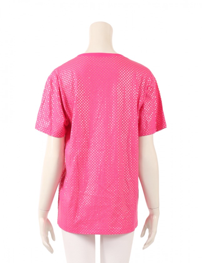 グッチ GUCCI カットソー プリント Tシャツ ピンク ゴールド XS