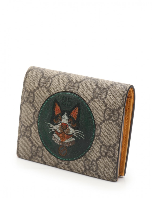グッチ GUCCI 二つ折り財布 GGスプリーム ベージュ 黄 小物 PVC 506277 