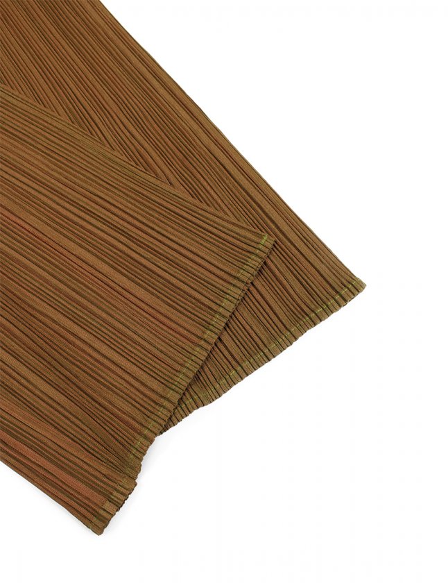 プリーツプリーズ PLEATS PLEASE パンツ 茶 カーキ 3 ボトムス 無地 M