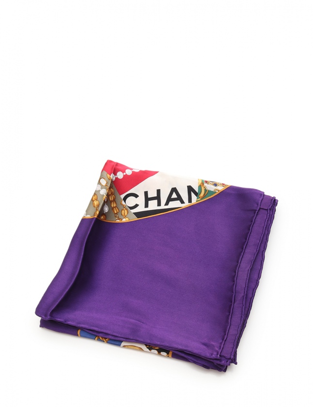 シャネル CHANEL スカーフ ココマーク 紫 マルチカラー 小物  