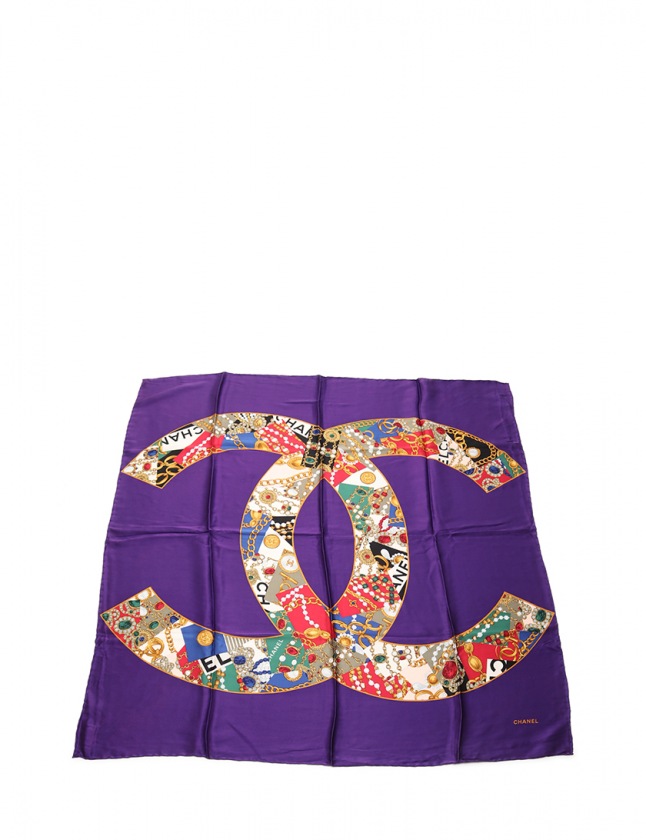 シャネル CHANEL スカーフ ココマーク 紫 マルチカラー 小物 