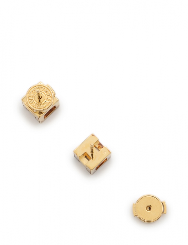 HERMES カージュドアッシュHキューブ ピアス オフホワイトゴールド