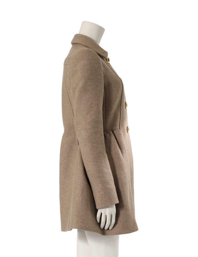 ミュウミュウ miumiu コート ベージュ 40 アウター 無地 S ウール  